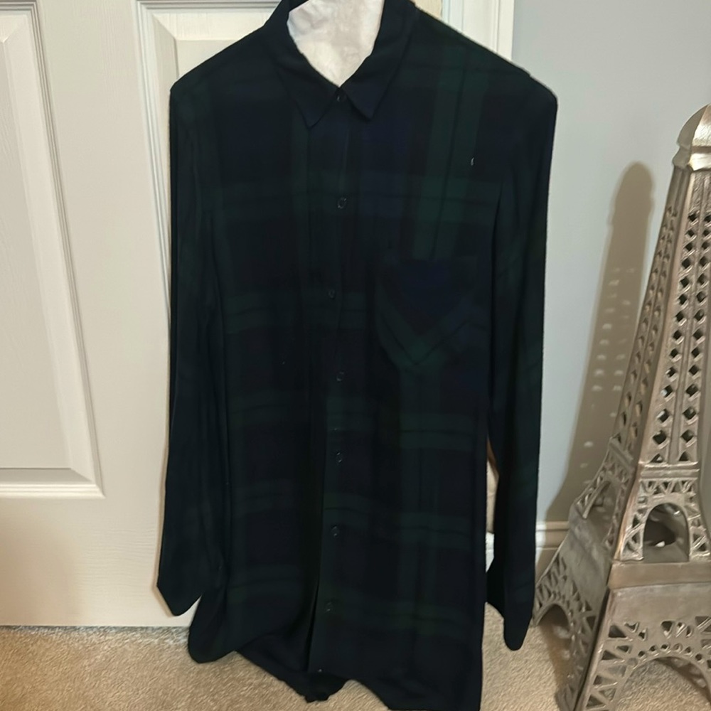 Green And Navy Blue Plaid Rails Button Down Shirt… - image 1